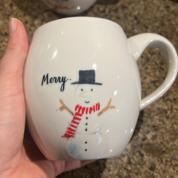 Rae Dunn Merry Snowman M Stamped Mugs - Picture 2 of 6